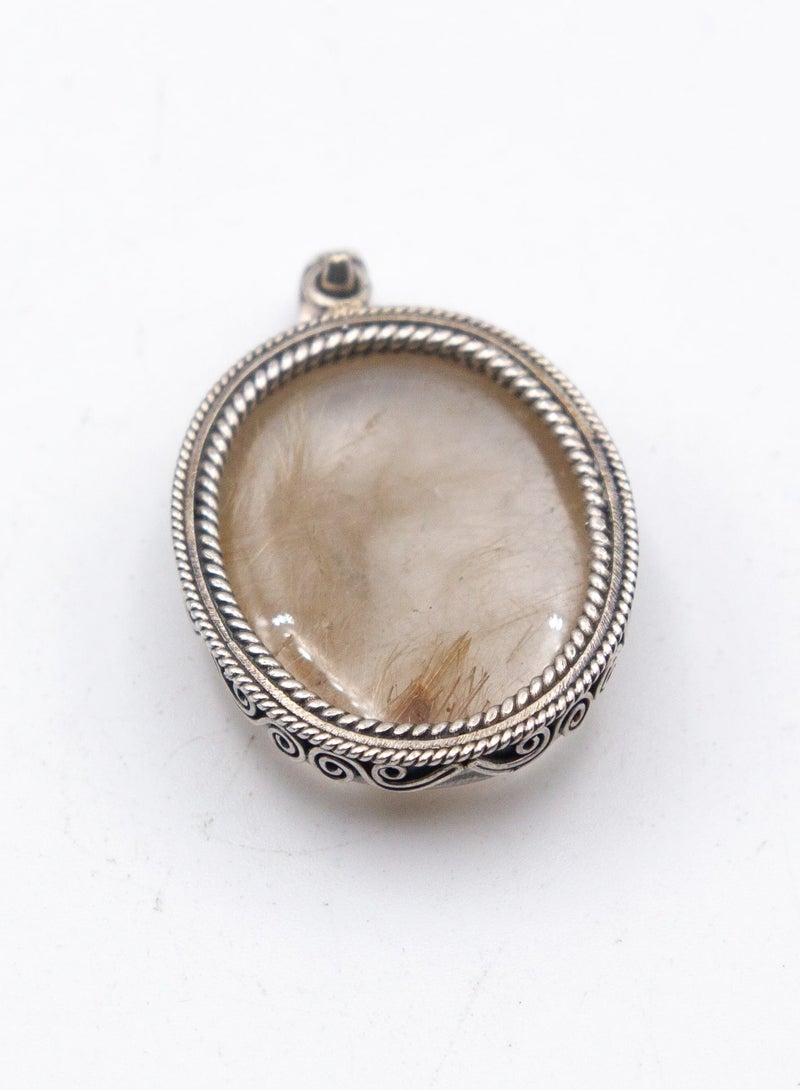 Alpine Crystals UAE Handcrafted Vintage 925 Sterling Silver Pendant with Real Rutilated Quartz Crystal - 17 grams - Image 3