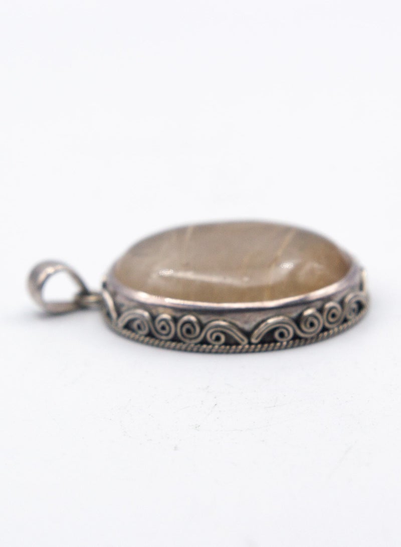 Alpine Crystals UAE Handcrafted Vintage 925 Sterling Silver Pendant with Real Rutilated Quartz Crystal - 17 grams - Image 2