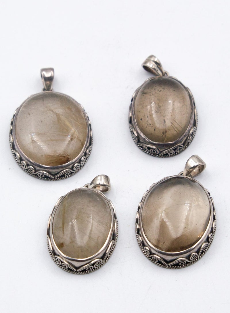Alpine Crystals UAE Handcrafted Vintage 925 Sterling Silver Pendant with Real Rutilated Quartz Crystal - 17 grams - Image 4