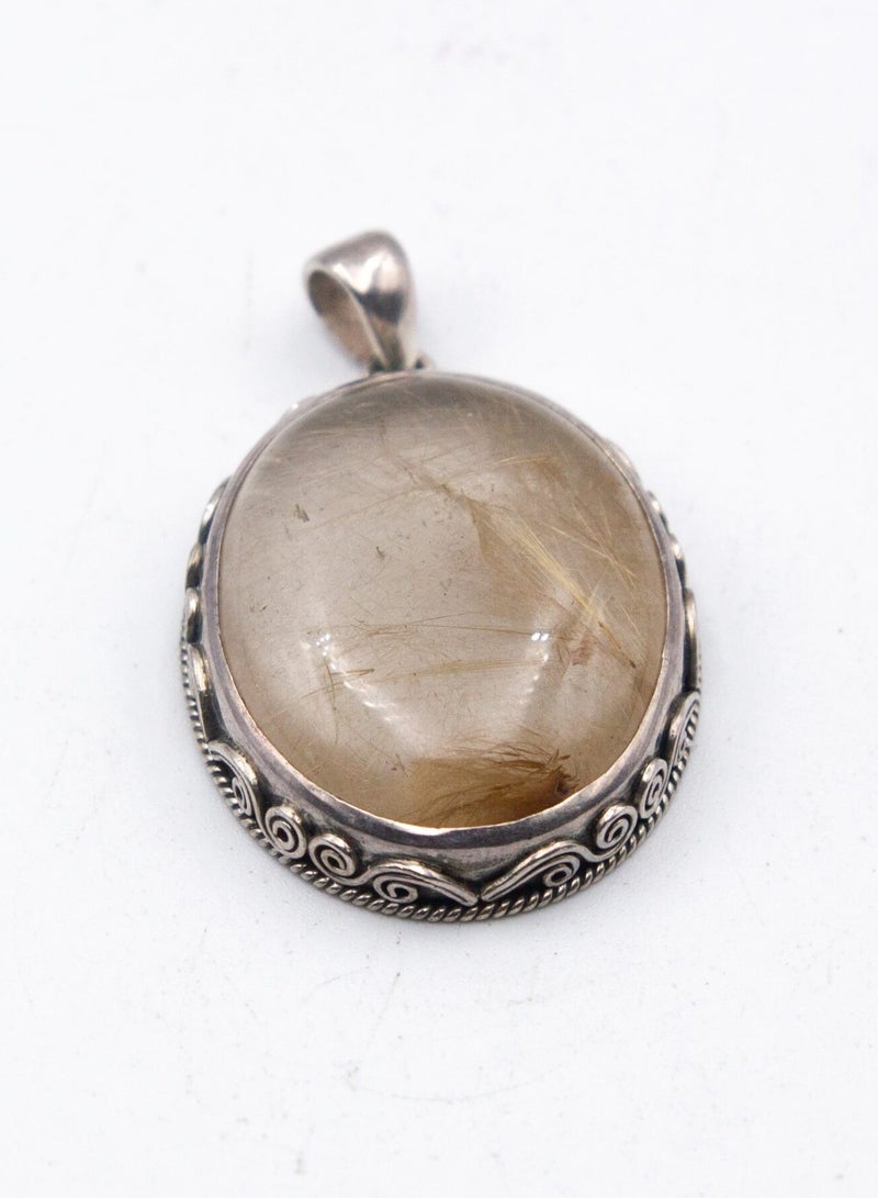 Alpine Crystals UAE Handcrafted Vintage 925 Sterling Silver Pendant with Real Rutilated Quartz Crystal - 17 grams - Image 1