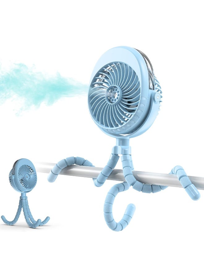 COMLIFE Misting Baby Stroller Fan, Rechargeable Battery Operated, 270Â° & 360Â° Pivoting, 50ml Portable Water Sprayer Misting Fan with Flexible Tripod Clip on Car Seat Crib Treadmill Bunk Bed - Image 1