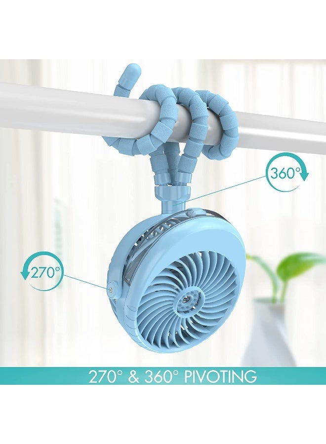 COMLIFE Misting Baby Stroller Fan, Rechargeable Battery Operated, 270Â° & 360Â° Pivoting, 50ml Portable Water Sprayer Misting Fan with Flexible Tripod Clip on Car Seat Crib Treadmill Bunk Bed - Image 4