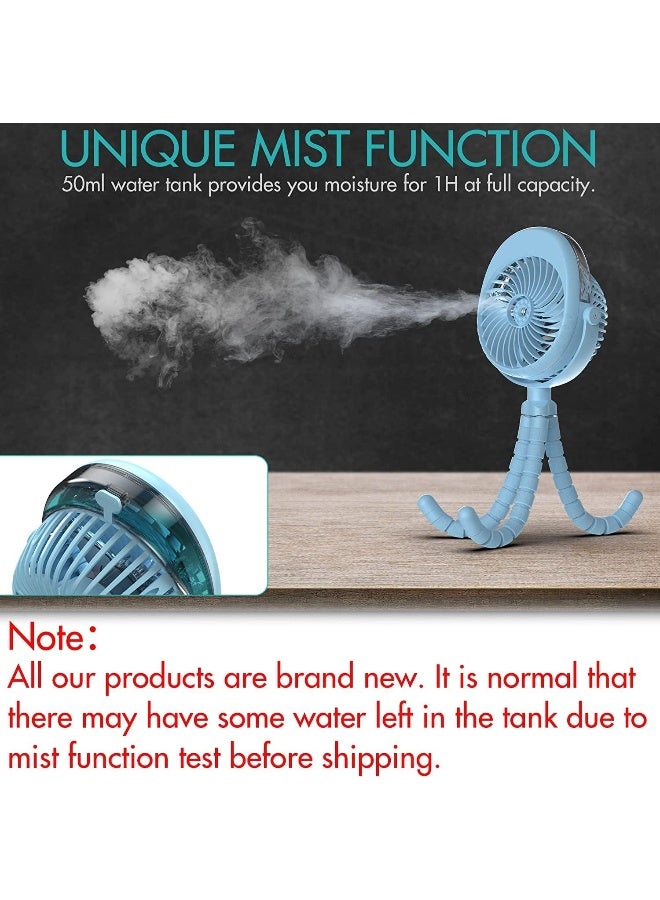 COMLIFE Misting Baby Stroller Fan, Rechargeable Battery Operated, 270Â° & 360Â° Pivoting, 50ml Portable Water Sprayer Misting Fan with Flexible Tripod Clip on Car Seat Crib Treadmill Bunk Bed - Image 3