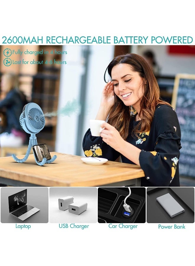 COMLIFE Misting Baby Stroller Fan, Rechargeable Battery Operated, 270Â° & 360Â° Pivoting, 50ml Portable Water Sprayer Misting Fan with Flexible Tripod Clip on Car Seat Crib Treadmill Bunk Bed - Image 5