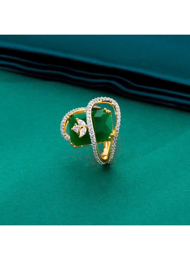 Pretty Precious CZ Adjustable Ring for Women & Girls – Elegant American Diamond Finger Ring, Rhodium or Gold Plated, Comfortable Open Design-Multi - Image 2