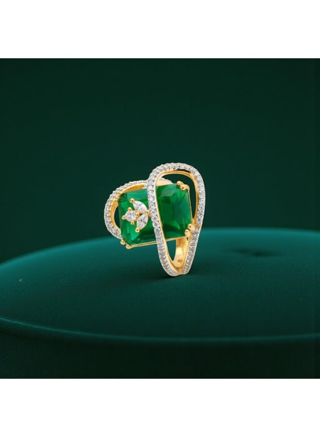 Pretty Precious CZ Adjustable Ring for Women & Girls – Elegant American Diamond Finger Ring, Rhodium or Gold Plated, Comfortable Open Design-Multi - Image 1