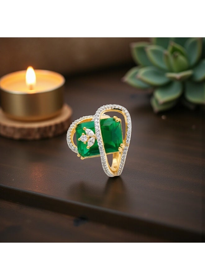 Pretty Precious CZ Adjustable Ring for Women & Girls – Elegant American Diamond Finger Ring, Rhodium or Gold Plated, Comfortable Open Design-Multi - Image 5