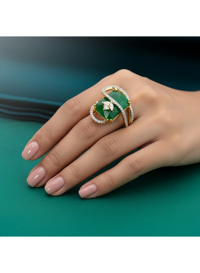 Pretty Precious CZ Adjustable Ring for Women & Girls – Elegant American Diamond Finger Ring, Rhodium or Gold Plated, Comfortable Open Design-Multi - Image 3