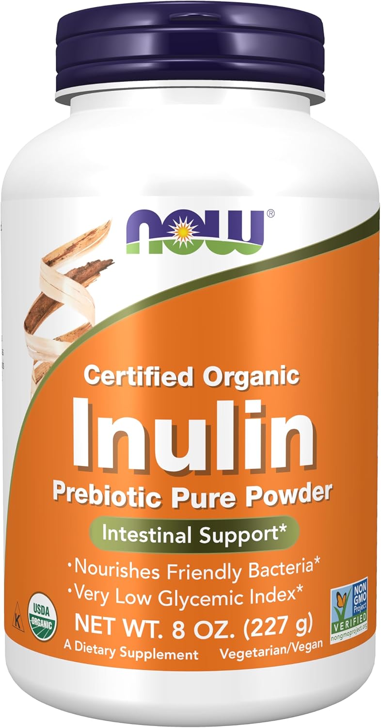 NOW Certified Organic Inulin Powder - Prebiotic Pure Powder for Intestinal Support - 8 oz (227 g) - Image 1