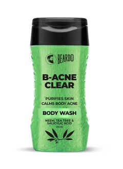 BEARDO Body Acne Body Wash for Men 200 ml  With Neem and Tea Tree  Clean Clear Skin  For Body Acne and Skin Purification  Bacne Bodywash