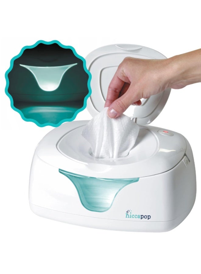 Hiccapop Baby Wipe Warmer and Baby Wet Wipes Dispenser | Baby Wipes Warmer for Babies | Diaper Wipe Warmer with Changing Light, White - Image 1