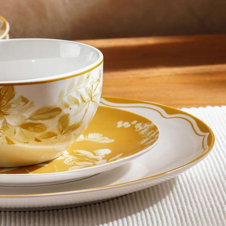 Pan Home Forsythia 12-Piece Porcelain Dinner Set -Yellow - 171BOL9900019 - Image 5