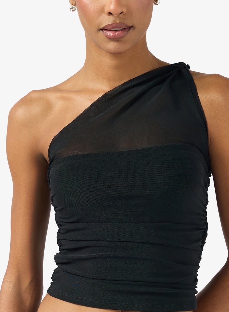 FRWD One Shoulder Mesh Detail Training Top - Image 3