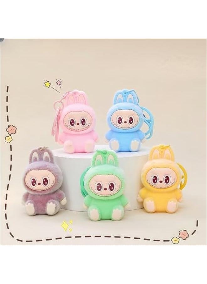 Cute La bubu Keychain, Flocking Cartoon Monsters,Rabbit Home Decoration,Hanging Pendant Gifts,Key Ring Accessories  - Image 4
