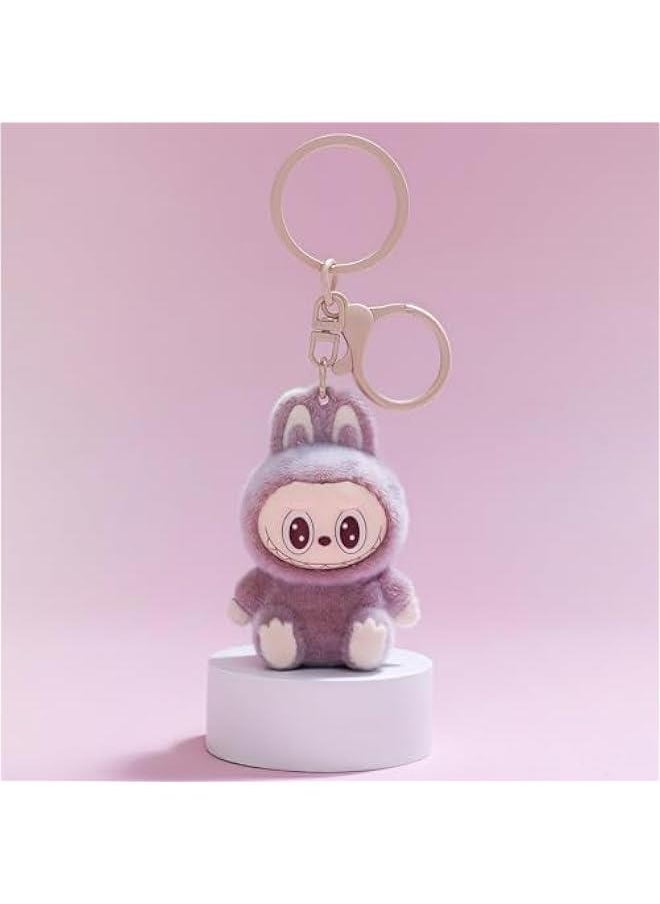 Cute La bubu Keychain, Flocking Cartoon Monsters,Rabbit Home Decoration,Hanging Pendant Gifts,Key Ring Accessories  - Image 2