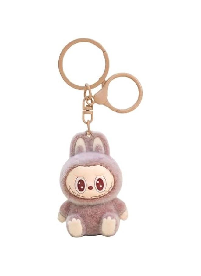 Cute La bubu Keychain, Flocking Cartoon Monsters,Rabbit Home Decoration,Hanging Pendant Gifts,Key Ring Accessories  - Image 1