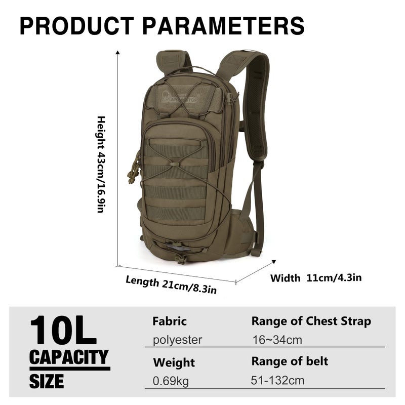 Mardingtop10L Small Tactical Molle Hydration Backpack,Cycling Backpack for Biking,Cycling and Running EDC Daypack - Image 2