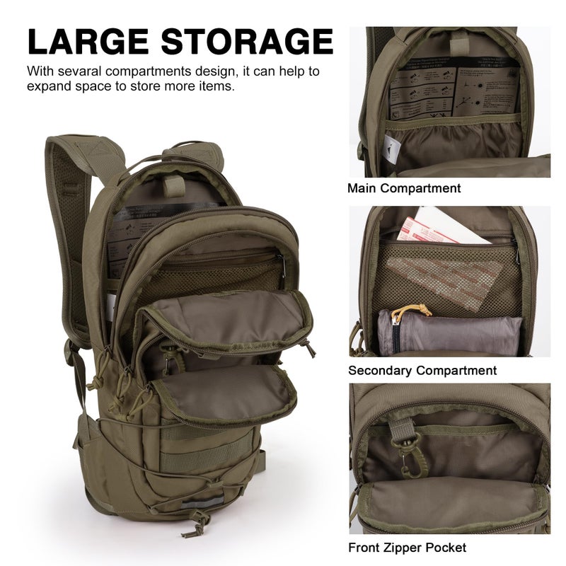 Mardingtop10L Small Tactical Molle Hydration Backpack,Cycling Backpack for Biking,Cycling and Running EDC Daypack - Image 3