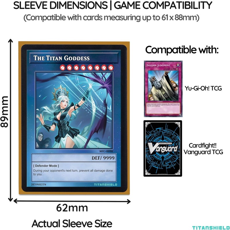 TitanShield (150 Sleeve) Colored Small Japanese Sized Trading Card Sleeves Deck Protector for Yu-Gi-Oh, Cardfight!! Vanguard & More (Gold) - Image 4