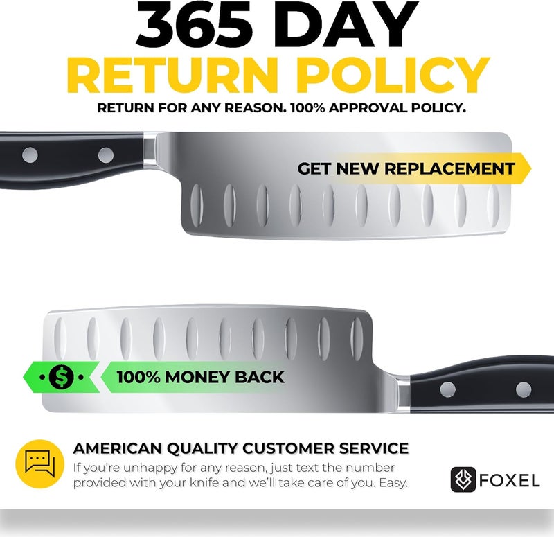 FOXEL Nakiri Square Vegetable Knife 5.76 Inch - German Steel - Full Tang Handle for Produce, Fruits, and Veggies - Razor Sharp High Carbon Stainless Hallowed Edge - Image 4