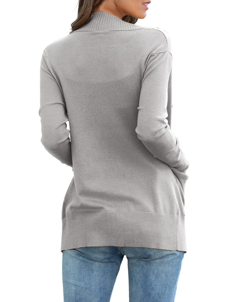 REDHOTYPE Women's Cardigans with Pocket Casual Lightweight Open Front Cardigan for Women, Light Gray, Medium - Image 3