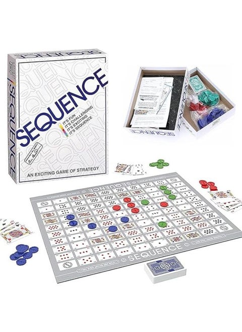 NATSUX Sequence Board Game, Sequence Game, Original Game with Folding Board, Five in a Row Fun, Edition Box with Padded Mat, Cards and Tokens, Sequence Game for 2-12 People