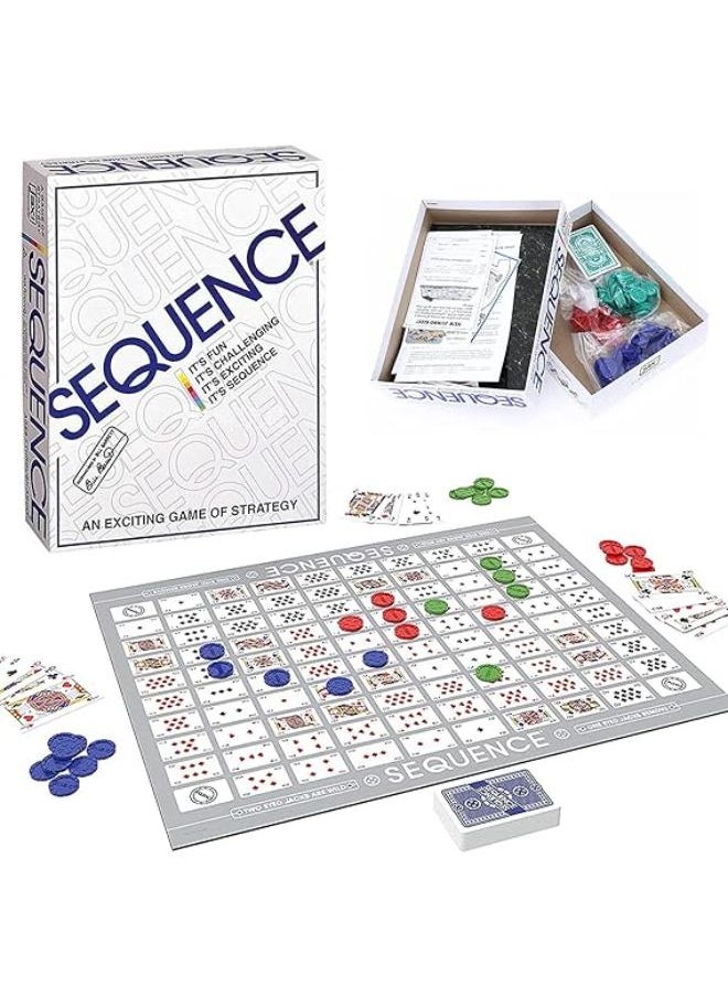 null - NATSUX Sequence Board Game, Sequence Game, Original Game with Folding Board, Five in a Row Fun, Edition Box with Padded Mat, Cards and Tokens, Sequence Game for 2-12 People - Image 1