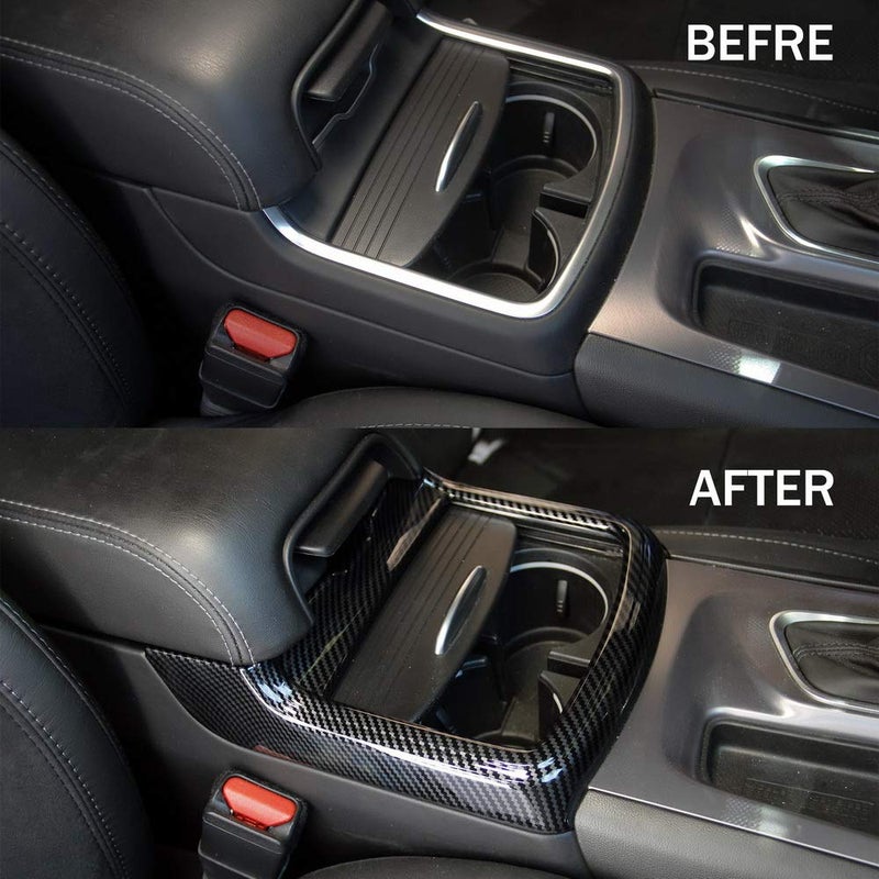 crosselec Red Carbon Fiber Cup Holder Cover Trim Decor Sticker for Dodge Charger 2015-2021/ Chrysler 300 2015-2021 - Image 2