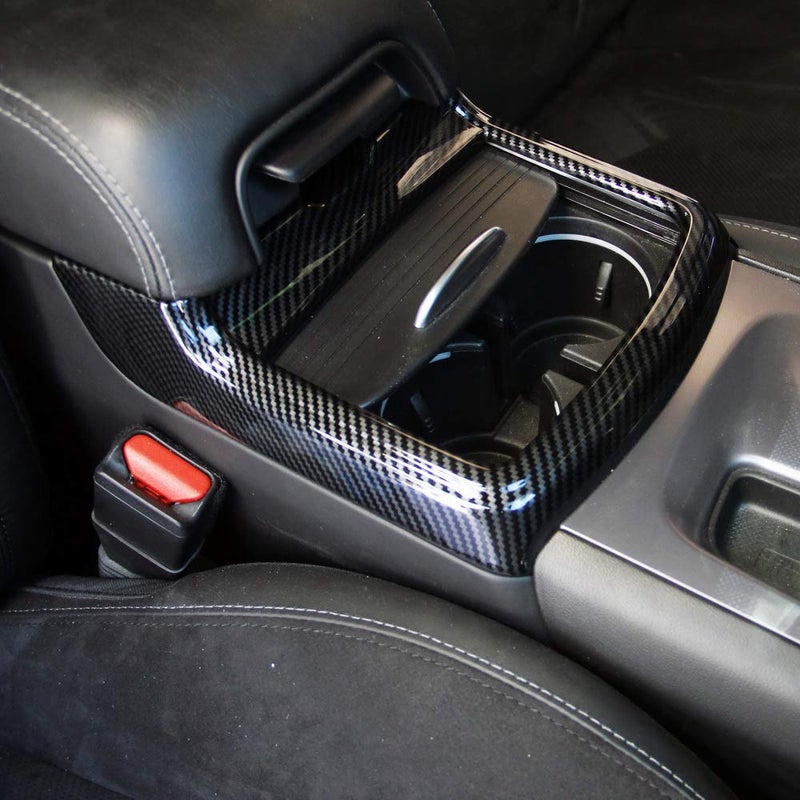 crosselec Red Carbon Fiber Cup Holder Cover Trim Decor Sticker for Dodge Charger 2015-2021/ Chrysler 300 2015-2021 - Image 3