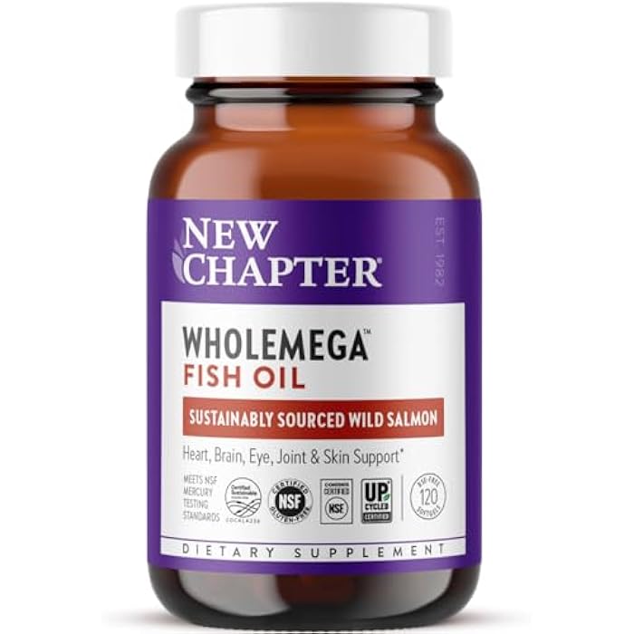 New Chapter Wholemega Fish Oil Supplement - 2000mg per Serving, Clinically Proven Wild Alaskan Salmon Oil with Omega-3 + Vitamin D3 + Astaxanthin, 120 Softgels - Image 1