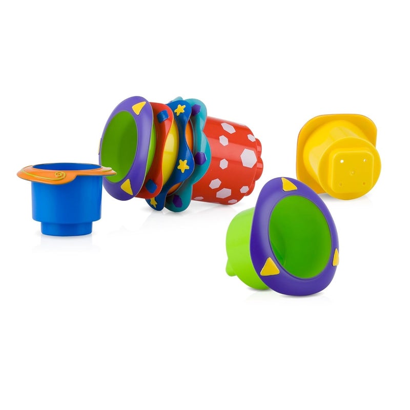 Nuby 5-Piece Splish Splash Stacking Cups Baby Bath Toy - Image 1