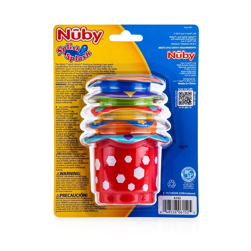 Nuby 5-Piece Splish Splash Stacking Cups Baby Bath Toy - Image 4