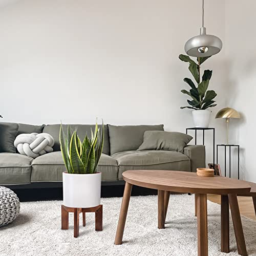 Gendral Forwepup 2 Pack Wood Plant Stand Mid Century Modern Planter Stand Rattan Flower Pot Stand Low Short Plant Stands Indoor Boho Rustic Wooden Stool for Plant Pot Holder Fit 515 Inch Pot - Image 3