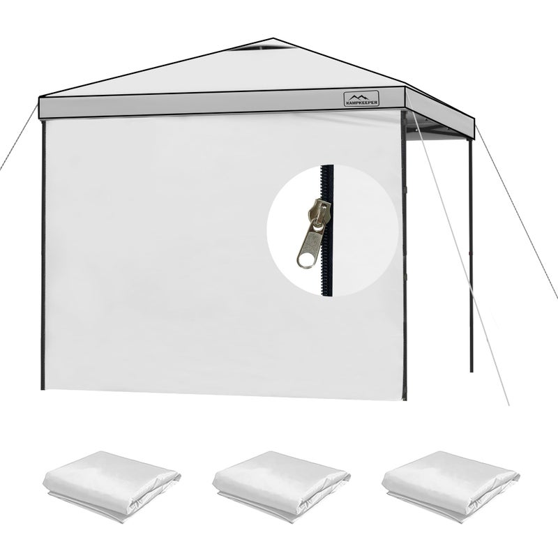 KAMPKEEPER خيمة كانوبي 10x10 مع جوانب بسحاب لإطار الخيمة 3 قطع فقط جوانب شمسية UPF50 مقاومة للماء جوانب بيضاء