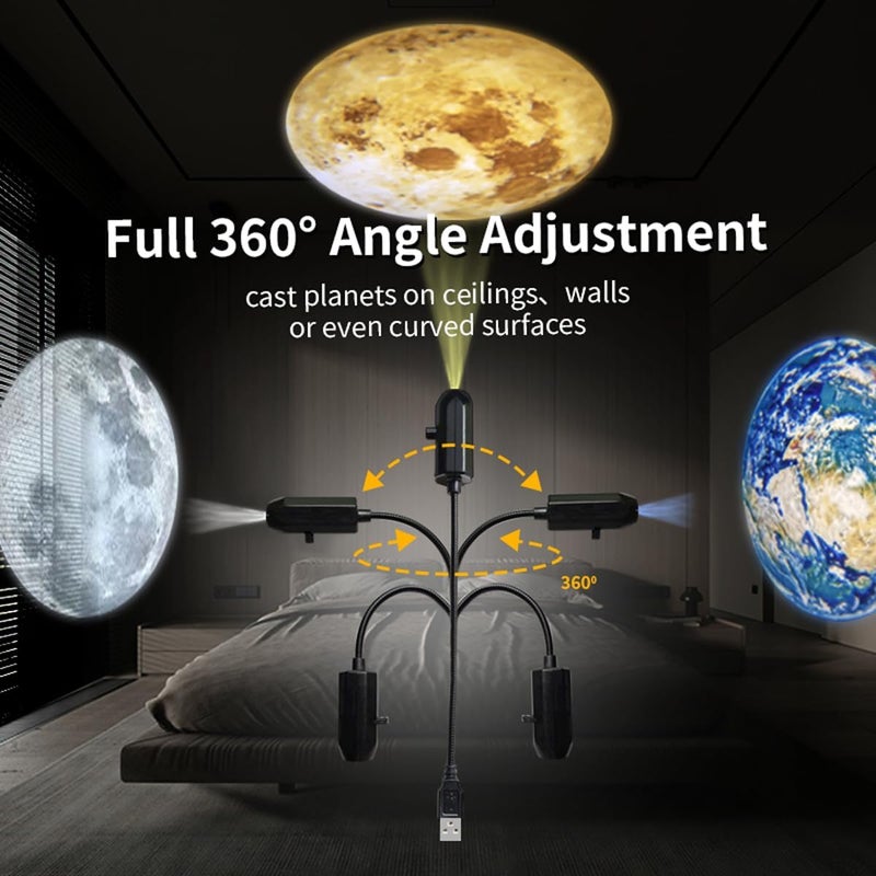 TERRIFI Galaxy Night Light Projector with 10 Replaceable Planet and Star Slides - USB Powered Ambient Lamp - Image 5