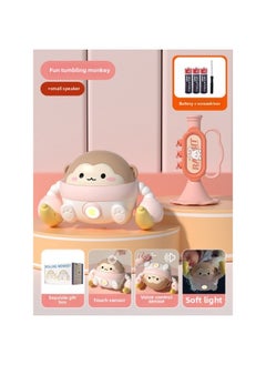 Rolling Monkey Baby Learning To Climb Toy Baby 0 1 Year Old Head Up Training Electric Music Somersault Guide Comfort-Color:[value Combination] Pink☆Tumbling Monkey + Small Speaker (pink)