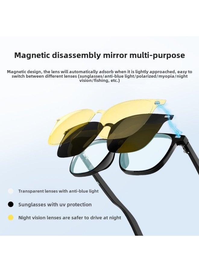 Smart Music Glasses Can Take Pictures Photography Magnetic Switchable Lenses Bluetooth Glasses-Color:Sunglasses  - Image 1