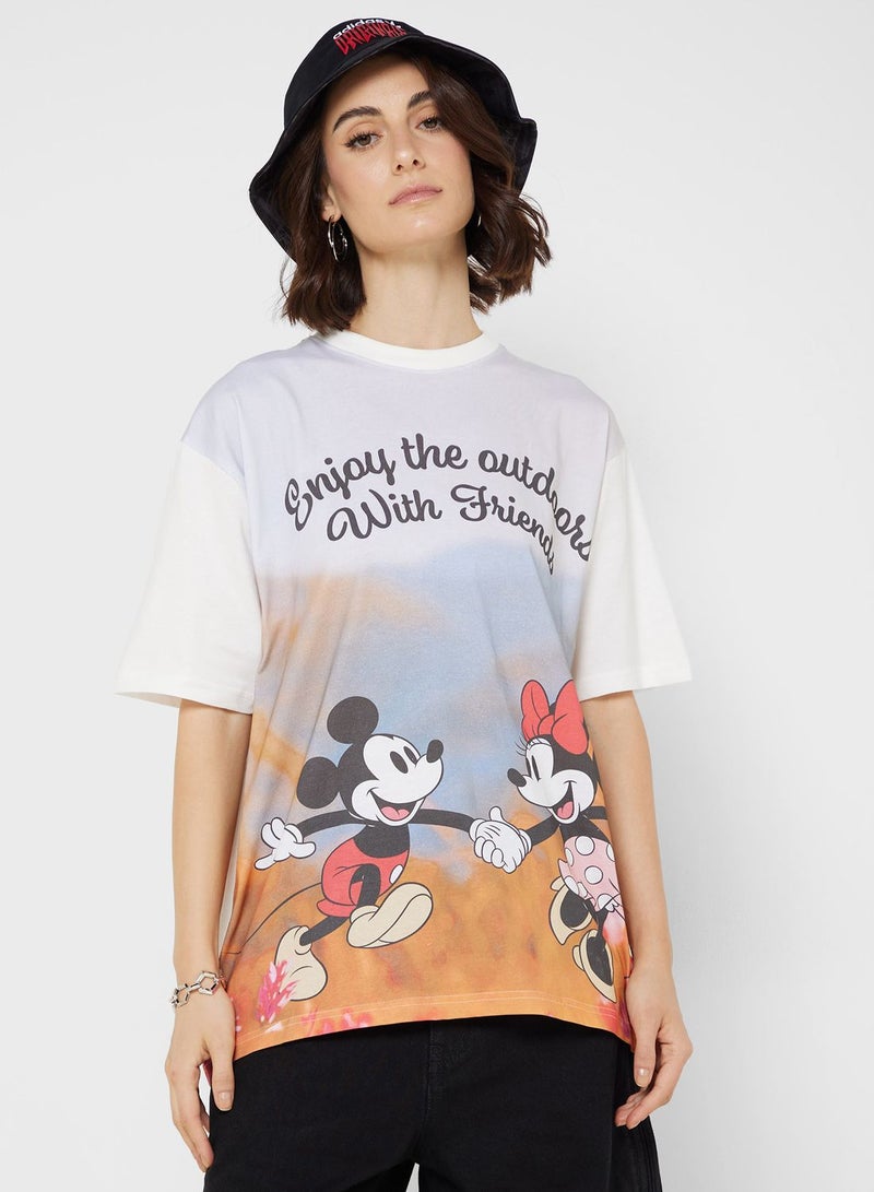 Mickey & Friends Mickey & Minnie Oversize Digital Print T-Shirt - Image 1