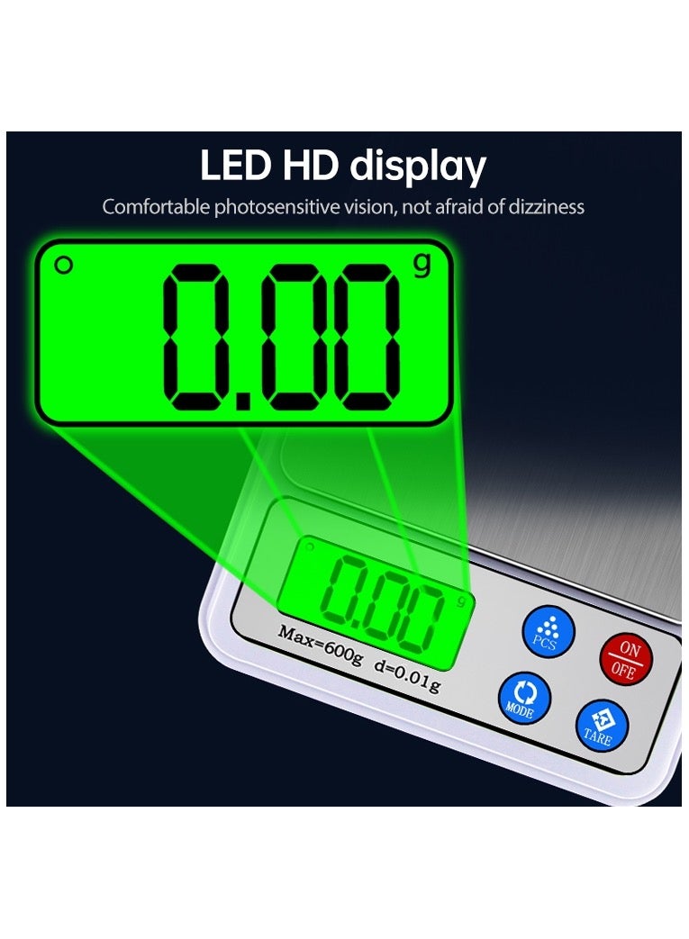 Generic MH-555 600g x 0.01g High Accuracy Digital Electronic Portable Kitchen Scale Balance Device with 2.2 inch LCD Screen  - Image 4