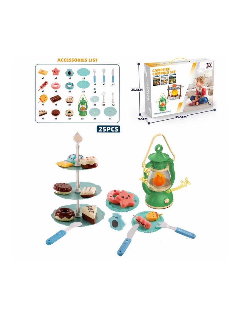 Toyland 25-Piece Campfire Camping Toy Set for Kids – Pretend BBQ, Lantern with Light & Sound, Role Play Accessories for Indoor & Outdoor Fun - Image 1