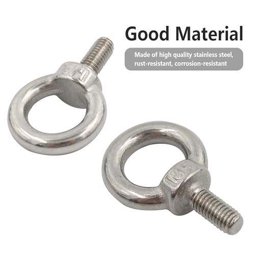 AUXBC 6PCS M5 Lifting Eye Bolt, Stainless Steel Male Thread Eye Bolts, Heavy Duty Screw Ring Shaped Eye Bolt - Image 3