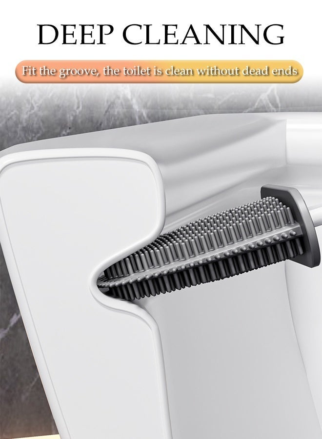 3 in 1 Toilet Brush Holder,with 360° Flexible Head and Strong Handle, Durable Toilet Cleaner Brush with Storage Base, Bathroom Cleaning Tool Set - Image 5