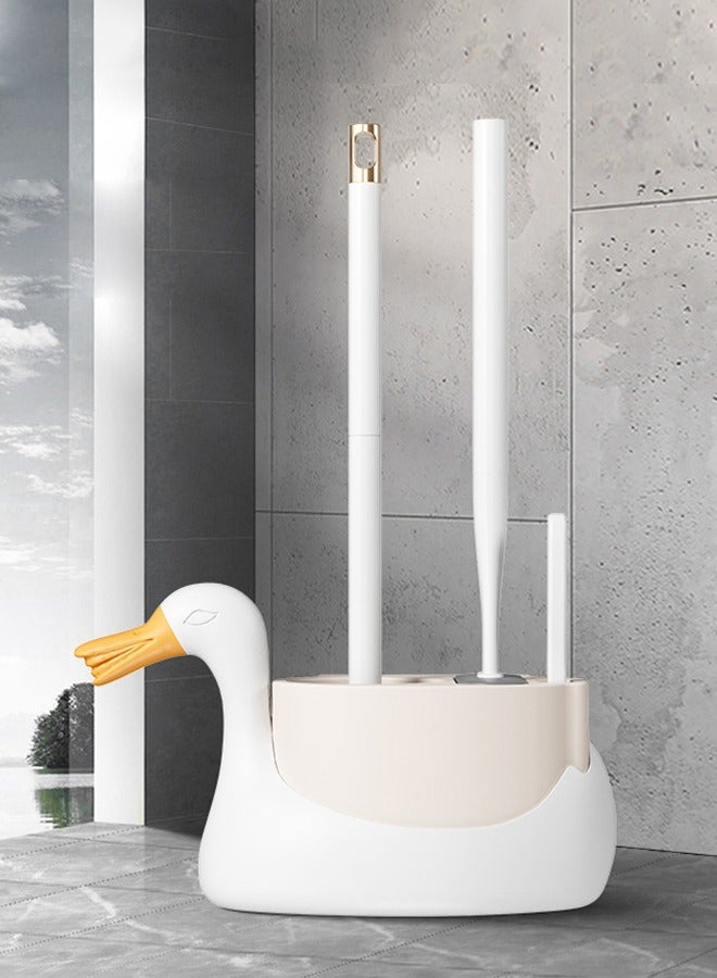 3 in 1 Toilet Brush Holder,with 360° Flexible Head and Strong Handle, Durable Toilet Cleaner Brush with Storage Base, Bathroom Cleaning Tool Set - Image 1
