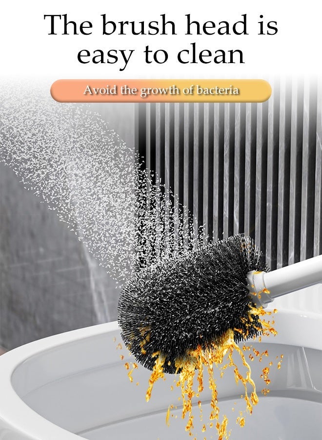 3 in 1 Toilet Brush Holder,with 360° Flexible Head and Strong Handle, Durable Toilet Cleaner Brush with Storage Base, Bathroom Cleaning Tool Set - Image 3