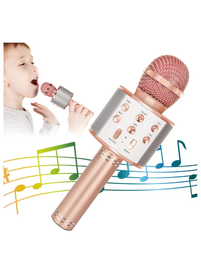 Wireless Bluetooth Karaoke Microphone for Kids, 5-in-1 Portable Handheld Karaoke Mic Speaker Player Recorder with Adjustable Remix - Image 1