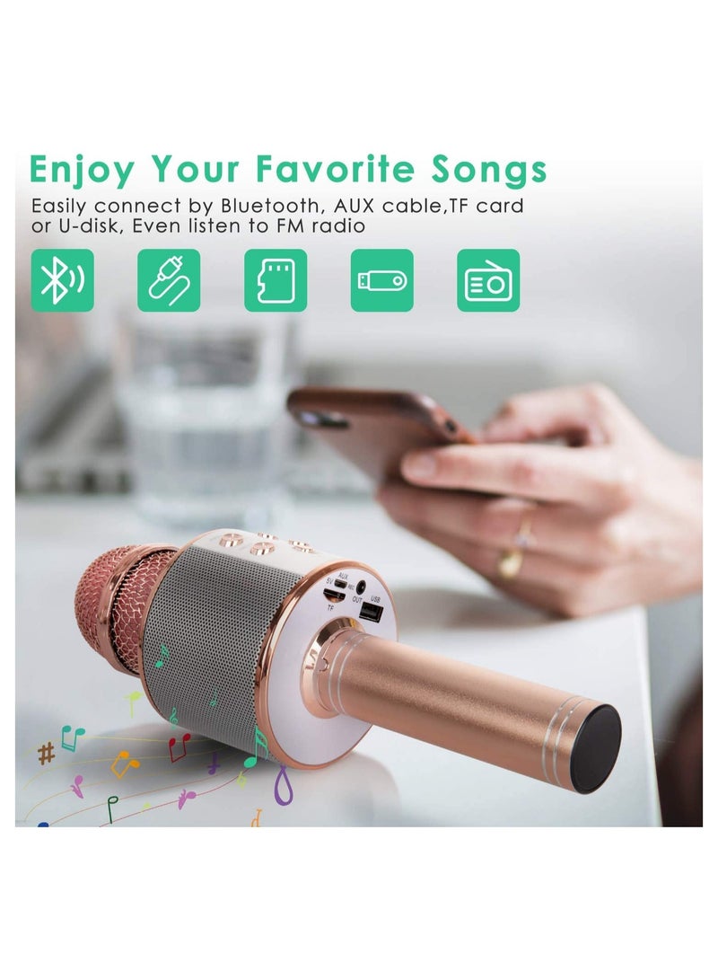 Wireless Bluetooth Karaoke Microphone for Kids, 5-in-1 Portable Handheld Karaoke Mic Speaker Player Recorder with Adjustable Remix - Image 2