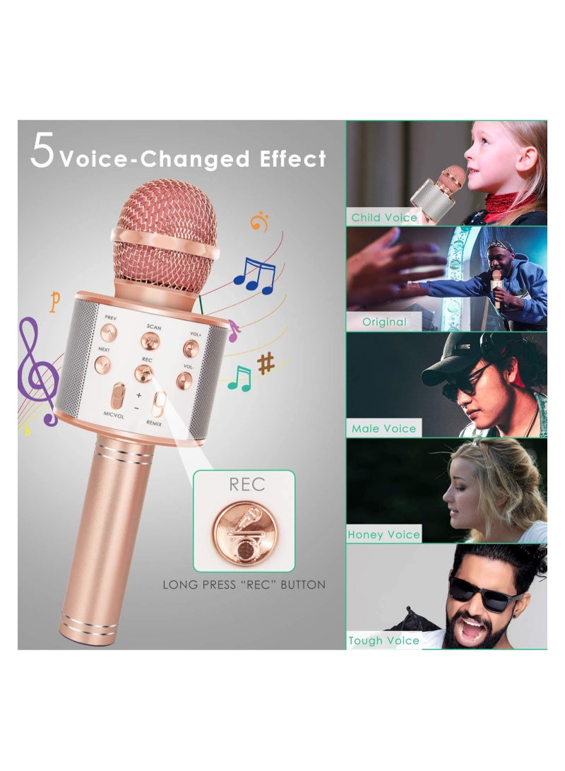 Wireless Bluetooth Karaoke Microphone for Kids, 5-in-1 Portable Handheld Karaoke Mic Speaker Player Recorder with Adjustable Remix - Image 3