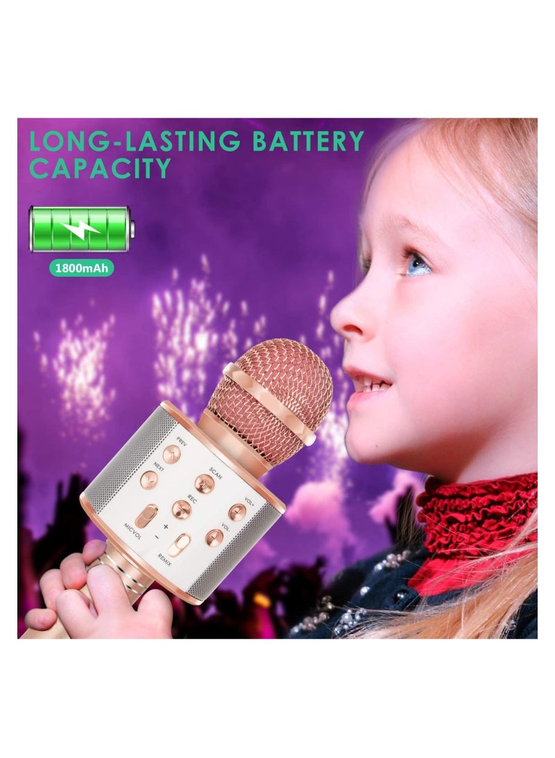 Wireless Bluetooth Karaoke Microphone for Kids, 5-in-1 Portable Handheld Karaoke Mic Speaker Player Recorder with Adjustable Remix - Image 4