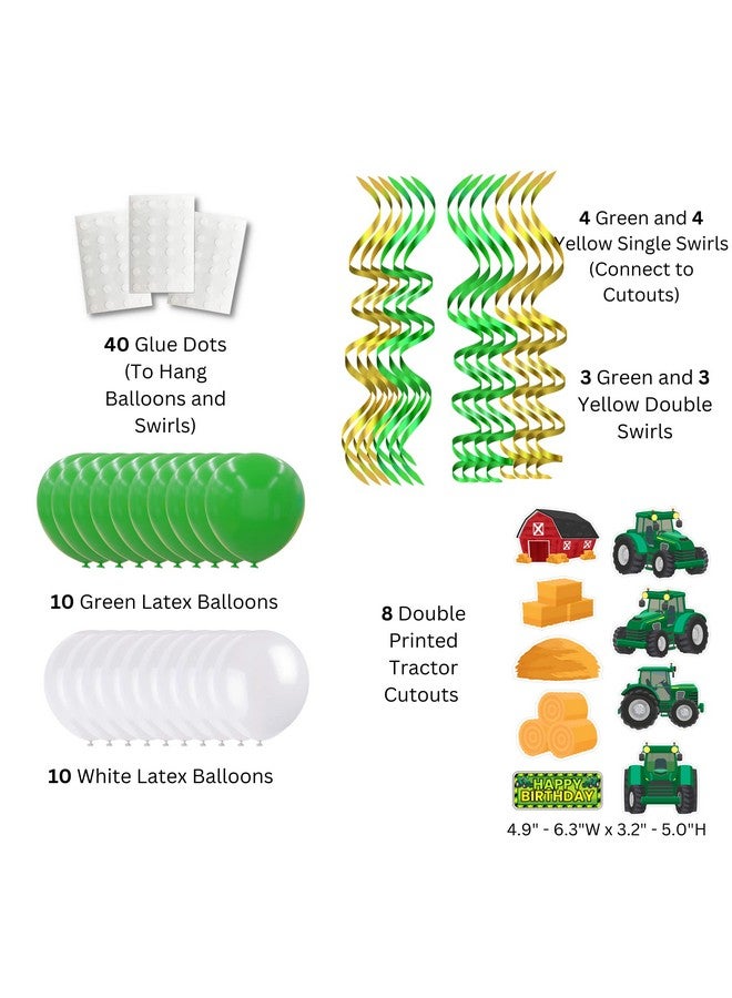 Blue Orchards طقم زينة حفلة الجرار (47 قطعة) لوازم حفلة عيد ميلاد الجرار زينة حفلة الجرار زينة للحفلة حفلة الحيوانات الزراعية موضوع الجرار حفل استقبال المولود الجديد بساتين زرقاء - Image 4