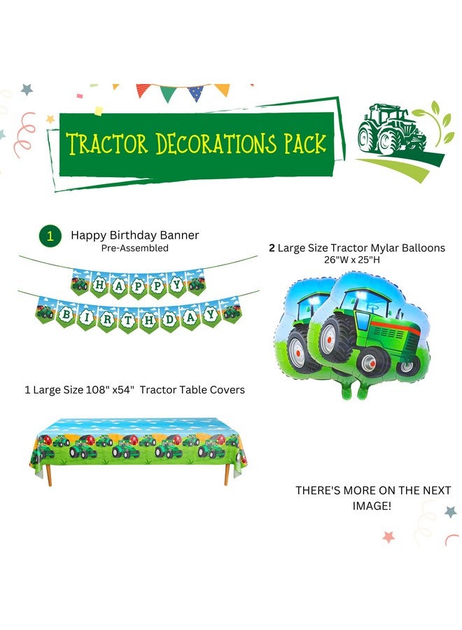 Blue Orchards طقم زينة حفلة الجرار (47 قطعة) لوازم حفلة عيد ميلاد الجرار زينة حفلة الجرار زينة للحفلة حفلة الحيوانات الزراعية موضوع الجرار حفل استقبال المولود الجديد بساتين زرقاء - Image 3